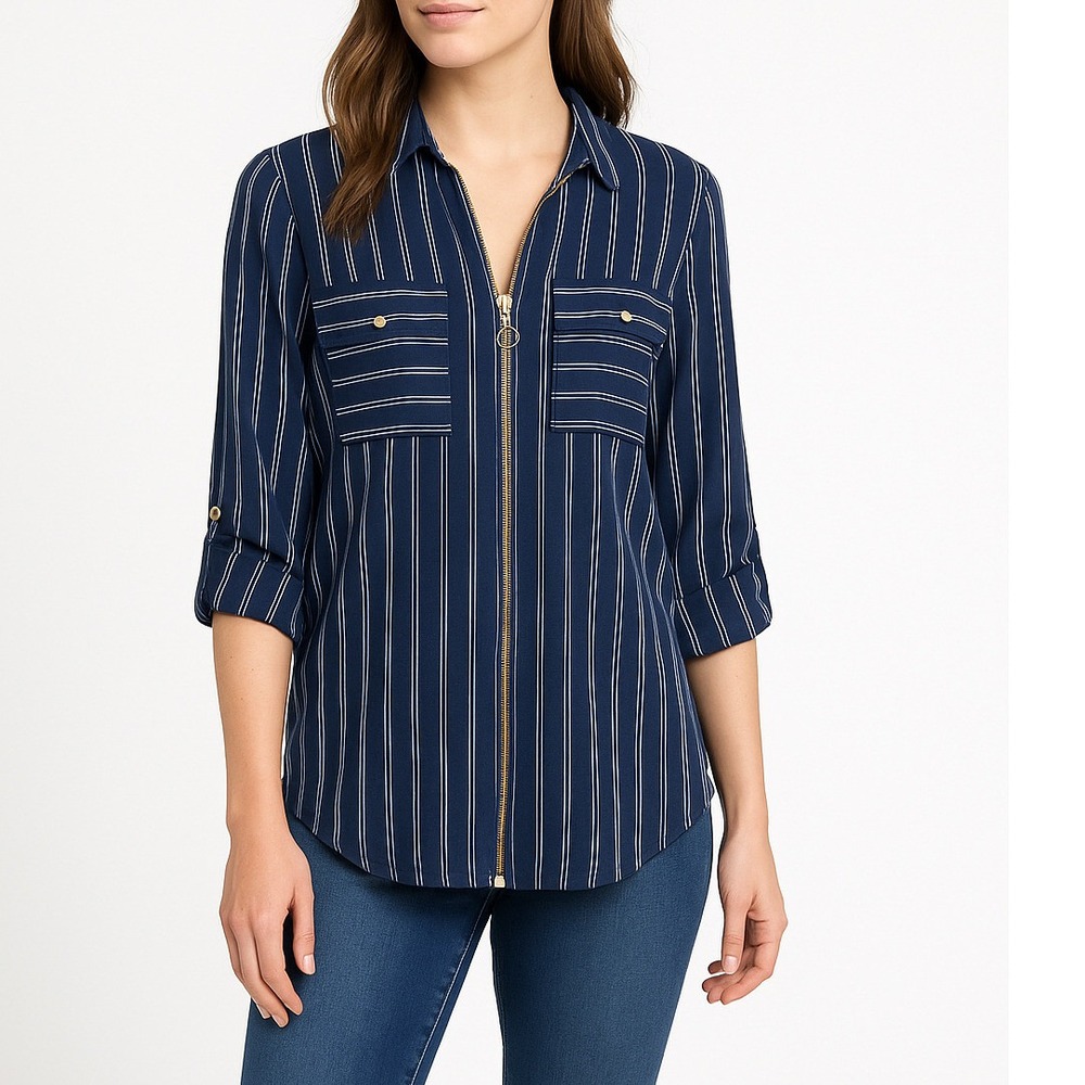 Michael Kors Navy Striped Blouse